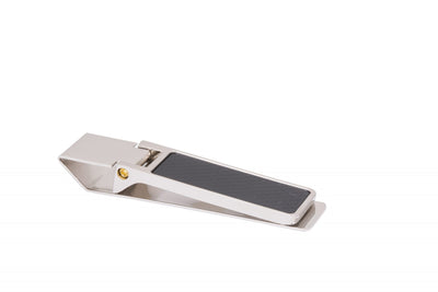 Rhodium Plated & Black Check Money Clip