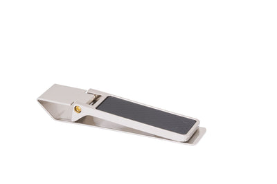 Rhodium Plated & Black Check Money Clip