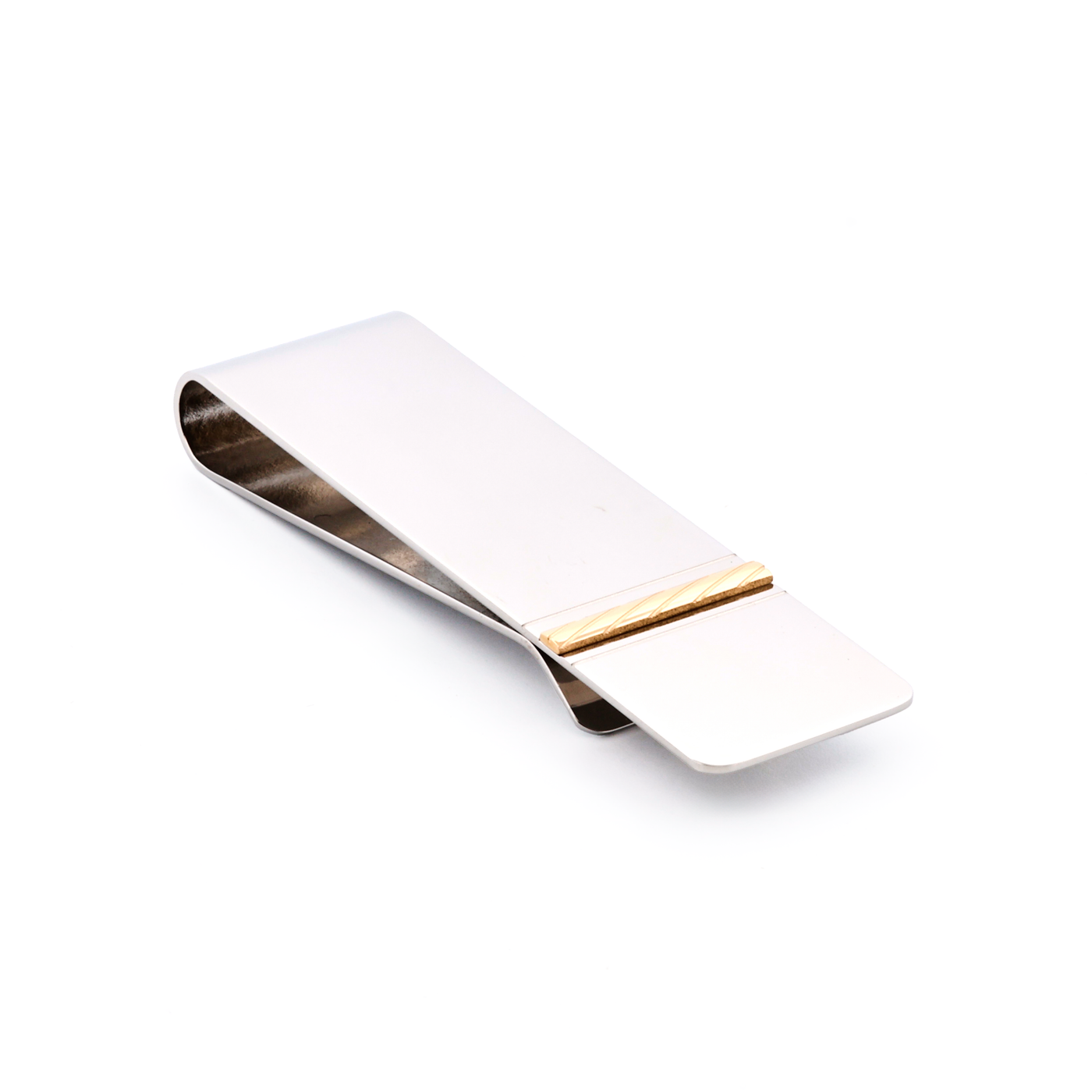 Polished Stainless Steel Money Clip with Ion Plated Yellow Gold Rope Pattern