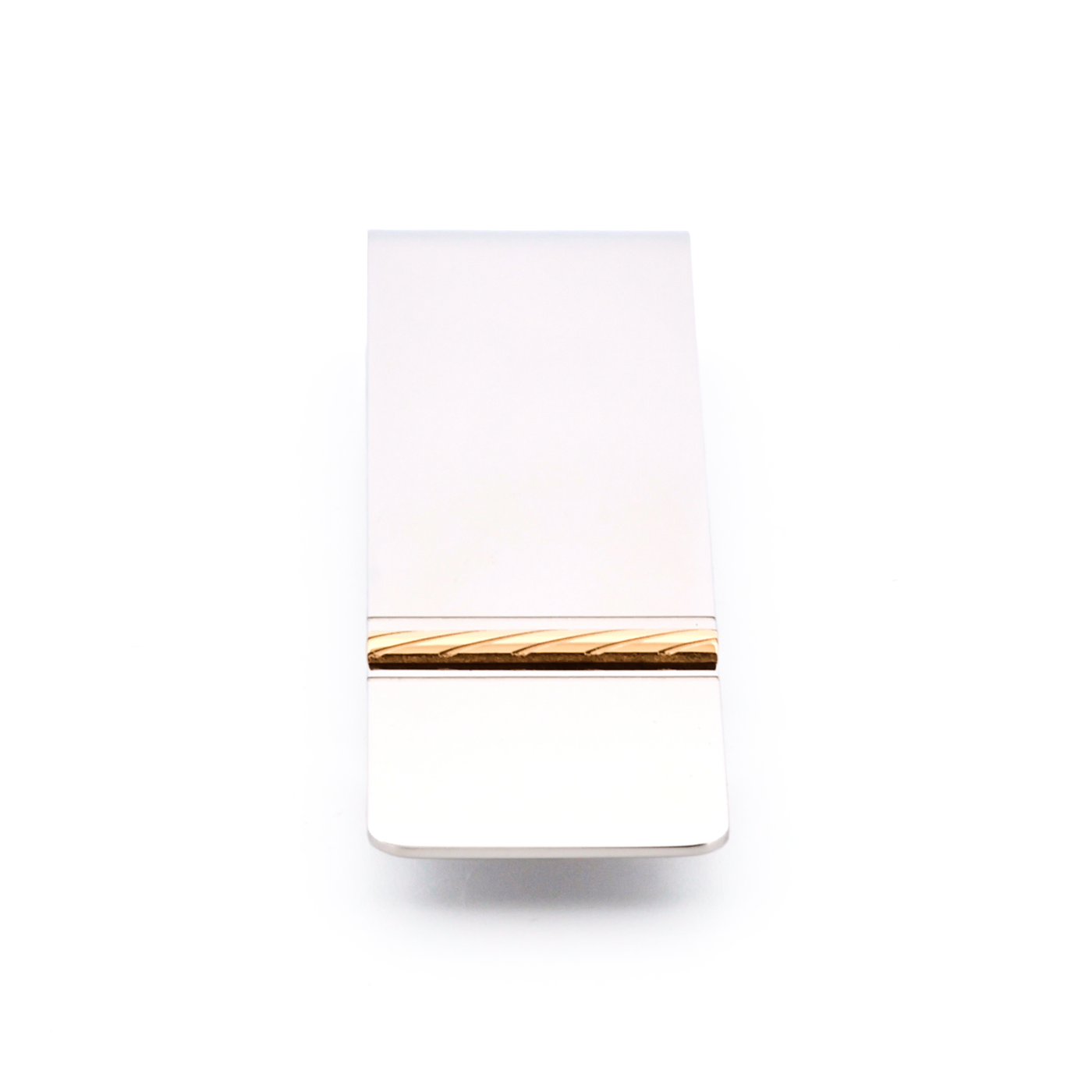 Polished Stainless Steel Money Clip with Ion Plated Yellow Gold Rope Pattern