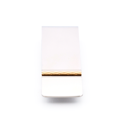 Polished Stainless Steel Money Clip with Ion Plated Yellow Gold Rope Pattern