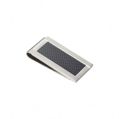 Brushed Stainless Steel with Carbon Fibre Inlay Money Clip