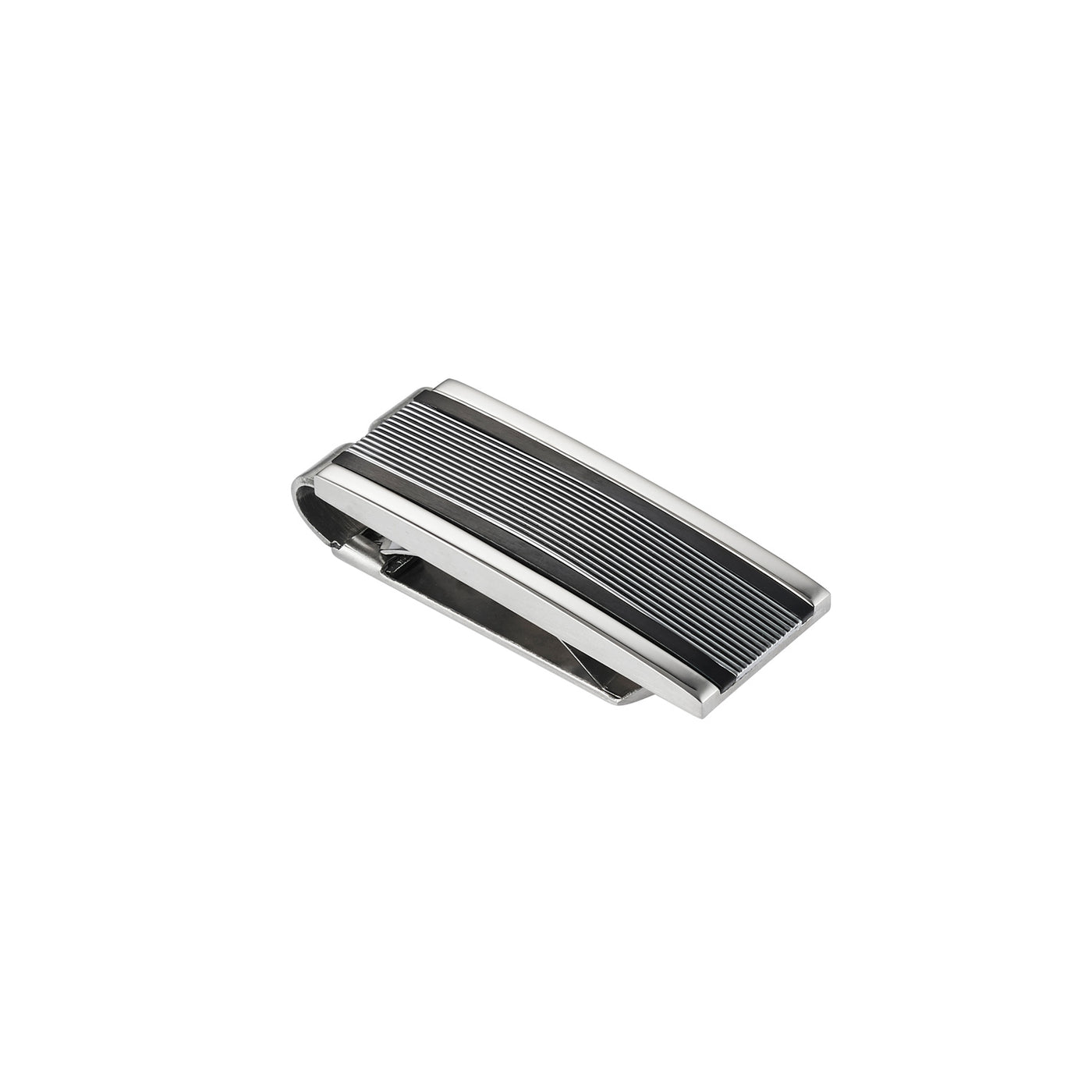 Stainless Steel & Black Stripe & Diamond Cut Money Clip