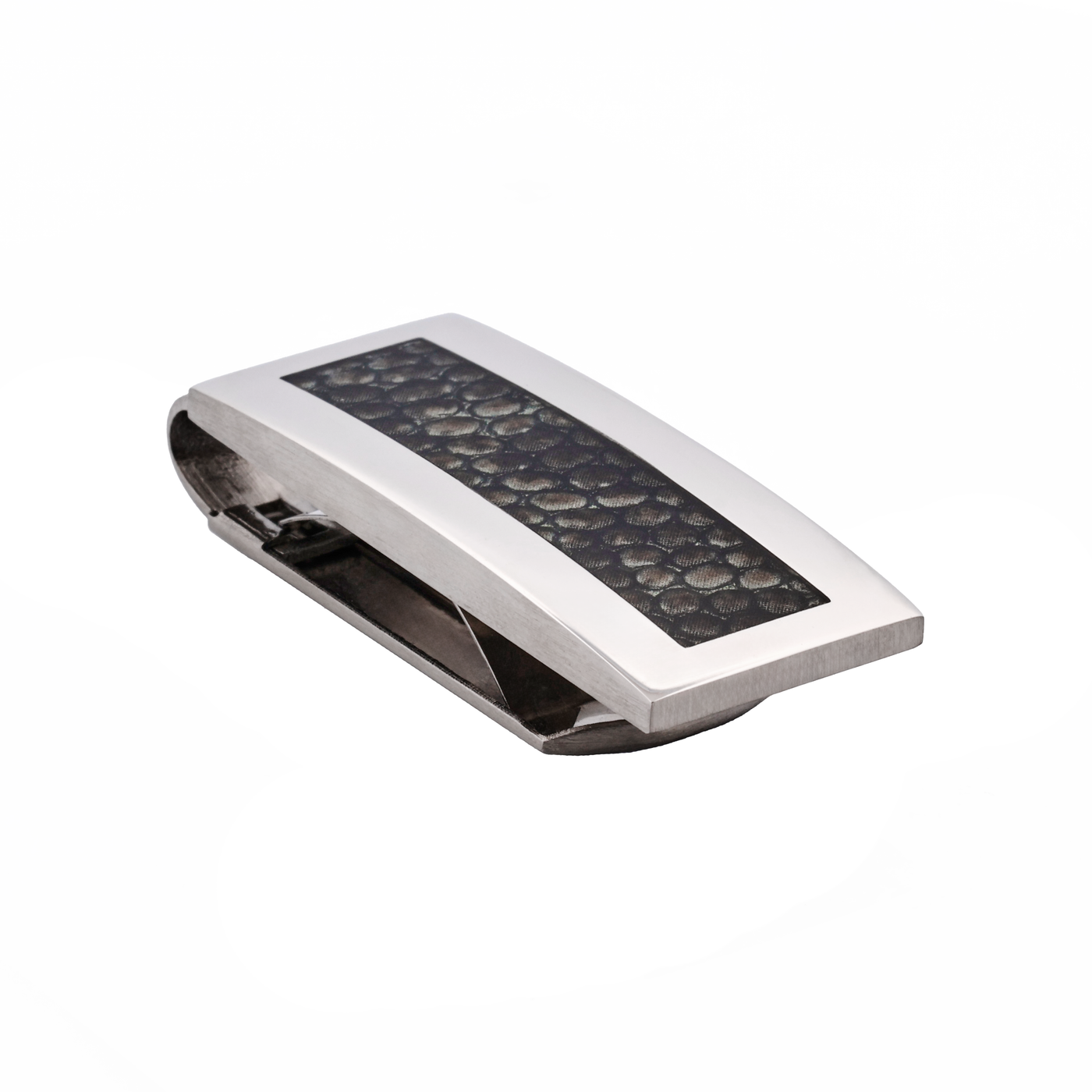 Stainless Steel & Snake Skin Print Money Clip