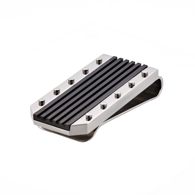 Polished Stainless Steel Money Clip with Ion Plated Black Stripe Pattern