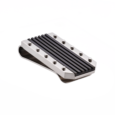 Polished Stainless Steel Money Clip with Ion Plated Black Stripe Pattern