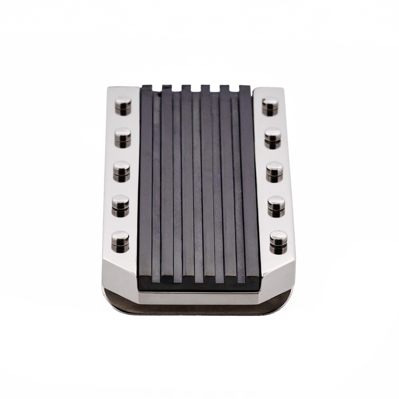 Polished Stainless Steel Money Clip with Ion Plated Black Stripe Pattern