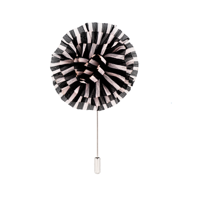 Black White Flower Lapel Pin