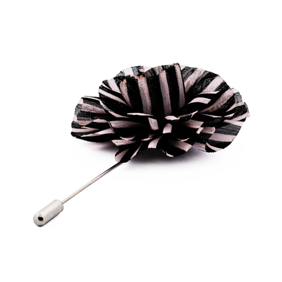Black White Flower Lapel Pin