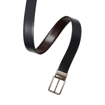 Black & Marble Patterned Brown Leather Reversible Belt - Strap Only