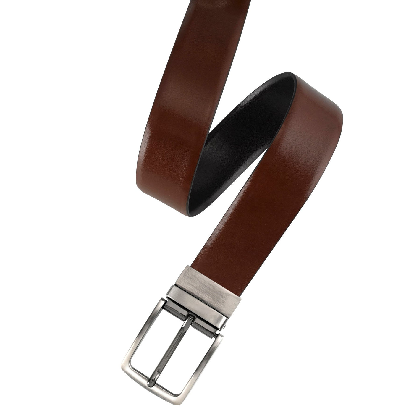 Black & Chocolate Plain Spanish Leather Reversible Belt Strap