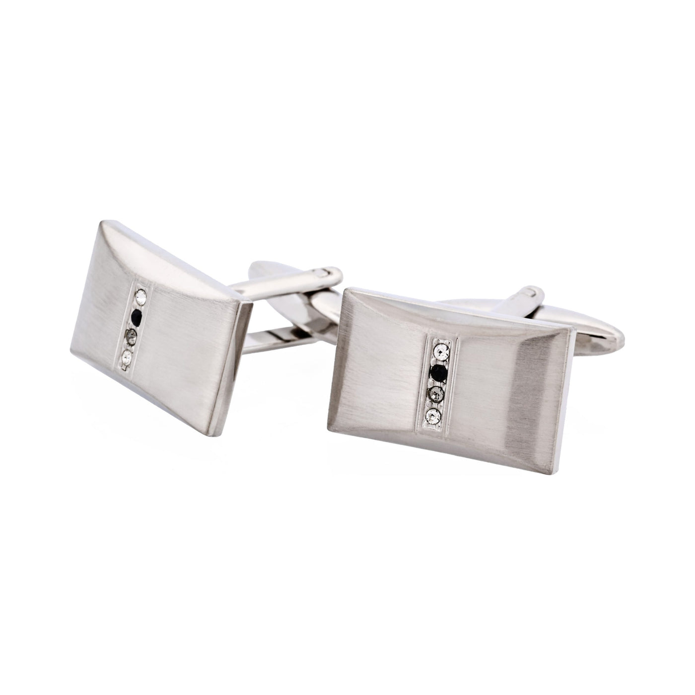 Brushed Rhodium Plated & Crystal & Jet Cufflinks