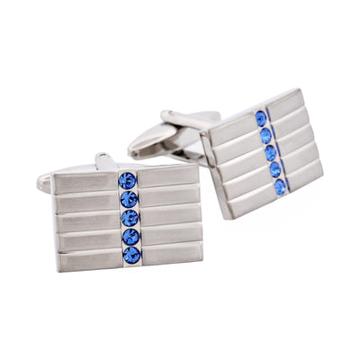 Brushed Rhodium Plated & Sapphire Crystal Cufflinks