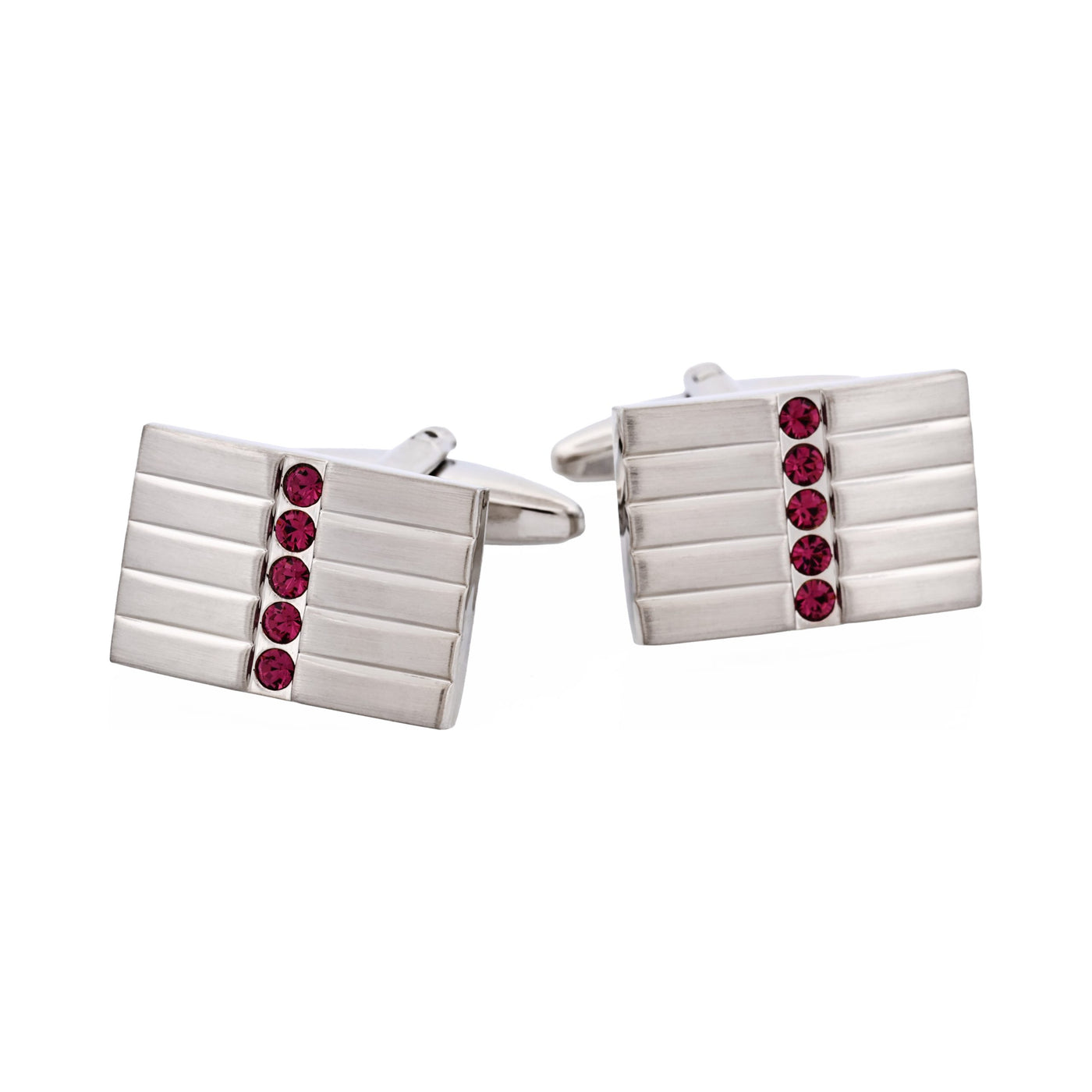 Brushed Rhodium Plated & Amethyst Crystal Cufflinks