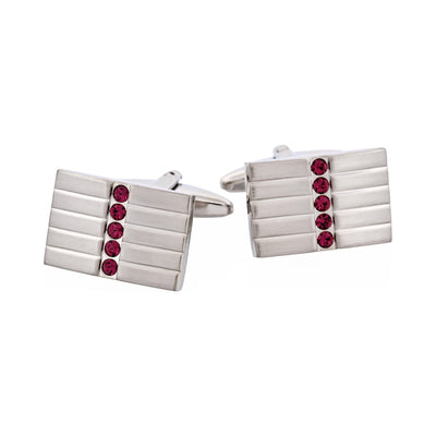 Brushed Rhodium Plated & Amethyst Crystal Cufflinks
