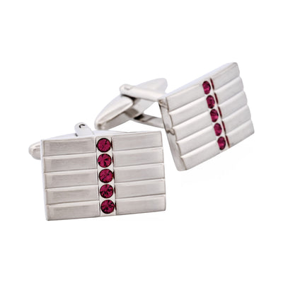 Brushed Rhodium Plated & Amethyst Crystal Cufflinks
