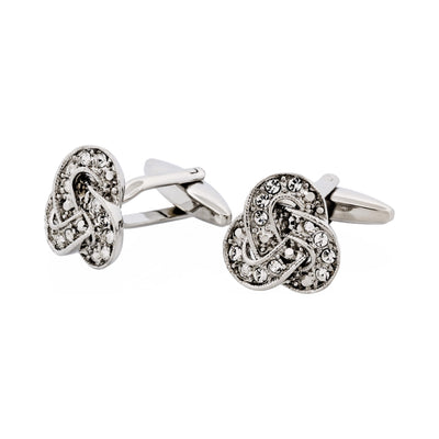 Rhodium Plated Crystal Knot Cufflinks