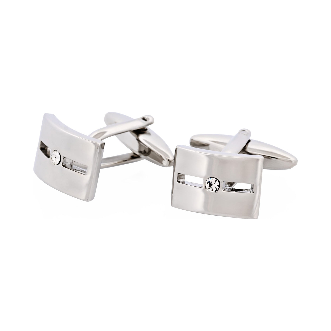 Rhodium Plated & Single Crystal Cufflinks