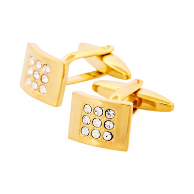 Polished Gold Plated & Crystal Cufflinks
