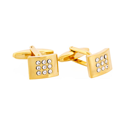Polished Gold Plated & Crystal Cufflinks