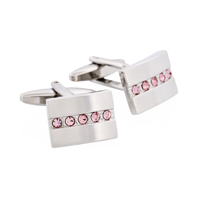 Purple Crystal & Rhodium Plated Cufflinks