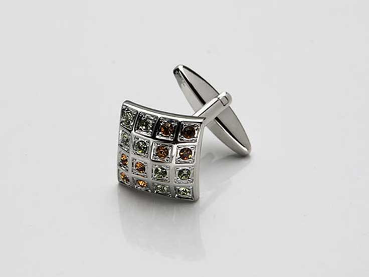 Topaz & Green Crystal Rhodium Plated Cufflinks