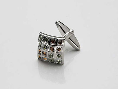Topaz & Green Crystal Rhodium Plated Cufflinks