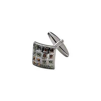 Topaz & Green Crystal Rhodium Plated Cufflinks