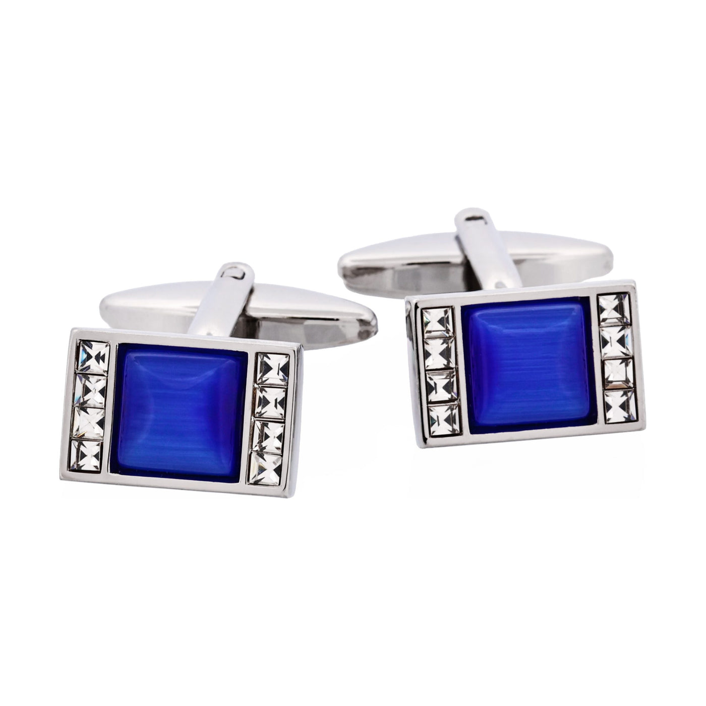 Blue Cat’s Eye & Crystal Cufflinks