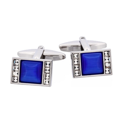 Blue Cat’s Eye & Crystal Cufflinks