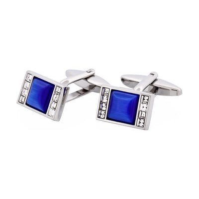 Blue Cat’s Eye & Crystal Cufflinks