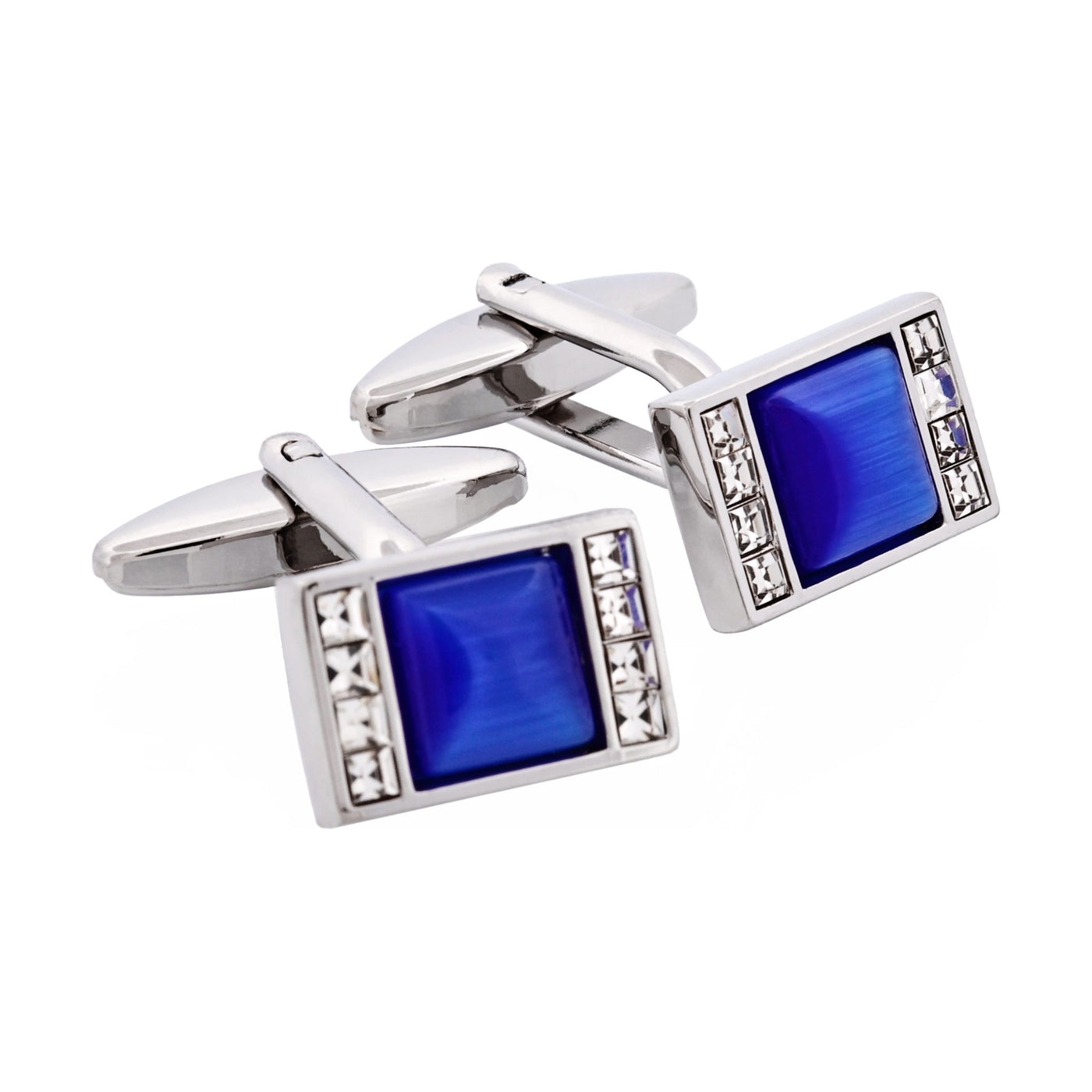 Blue Cat’s Eye & Crystal Cufflinks