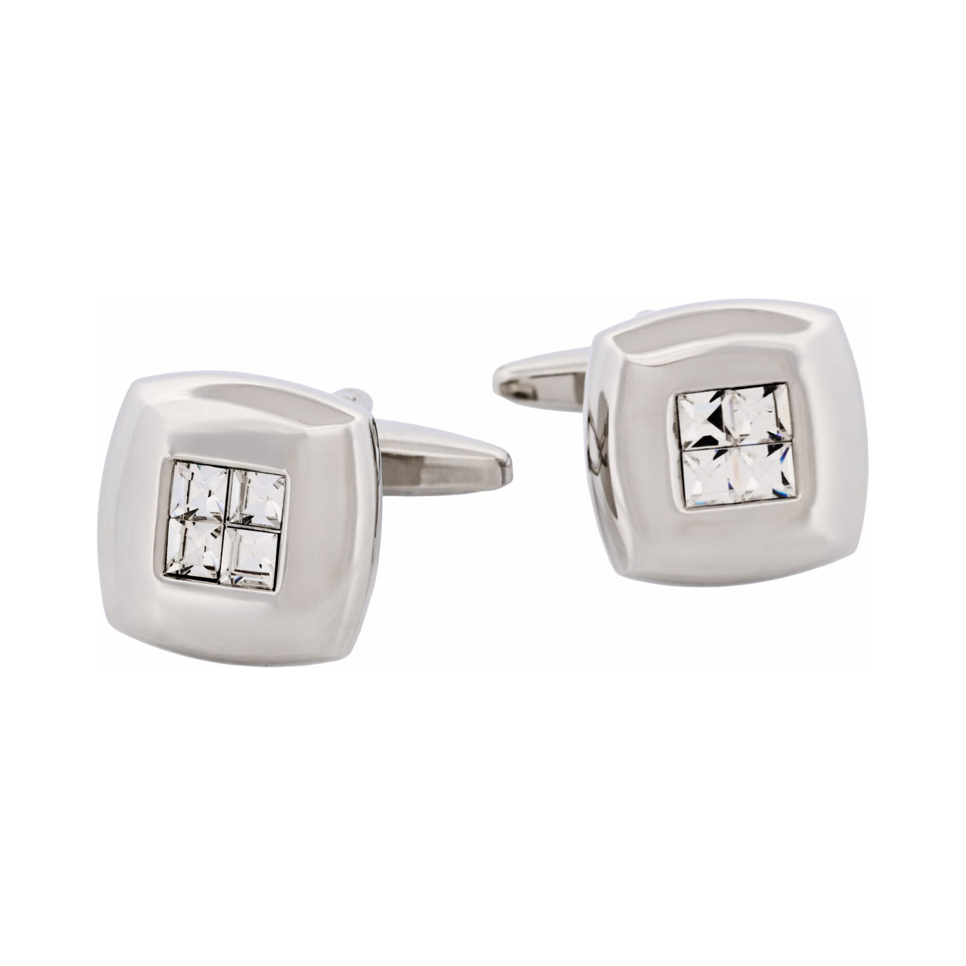 Rhodium Plated Crystal Square Cufflinks