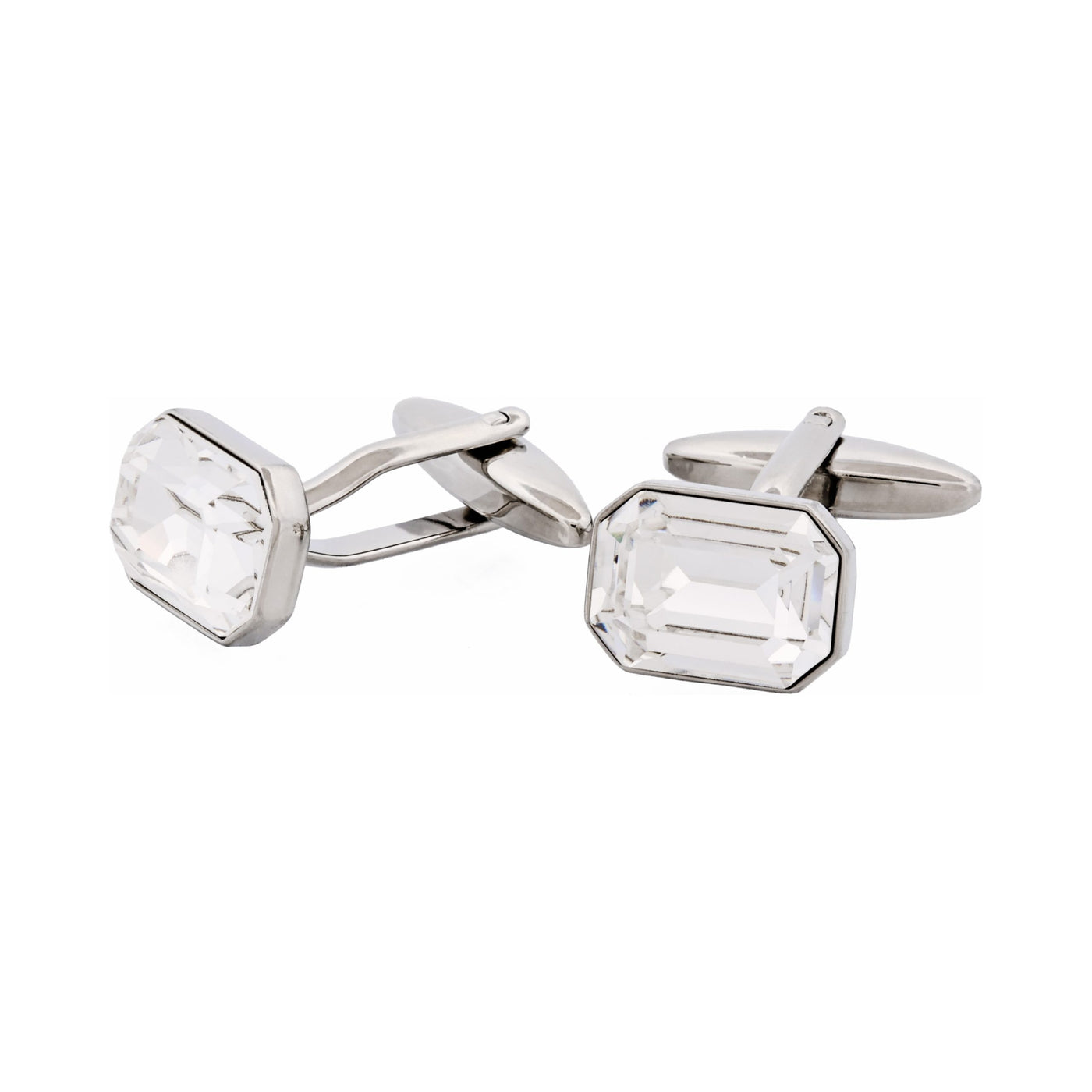 Rhodium Plated Crystal Cufflinks