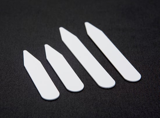 White Plastic Collar Stay Sets 3prs x Small & 3 prs Large (6 pairs total)