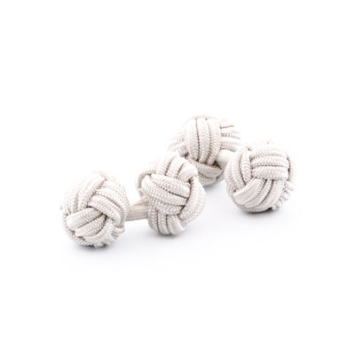 White Silk Knot Cufflinks