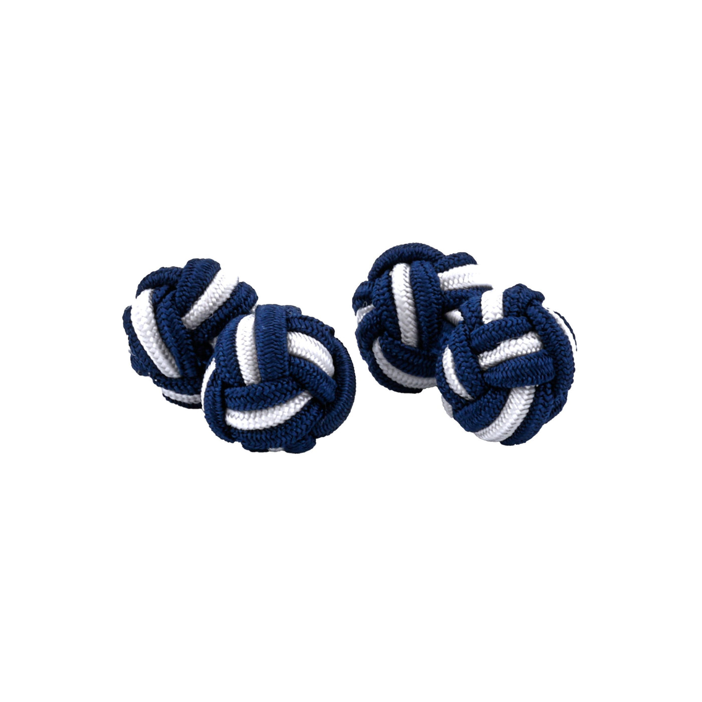 Navy & White Silk Knot Cufflinks