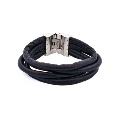 Multi Strand Brown Lamb Leather- Stainless Steel Bracelet