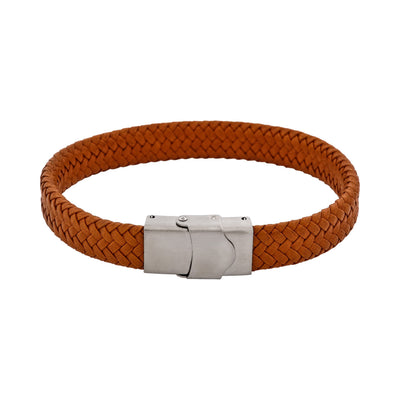 Matt Stainless steel with Brown cord bracelet