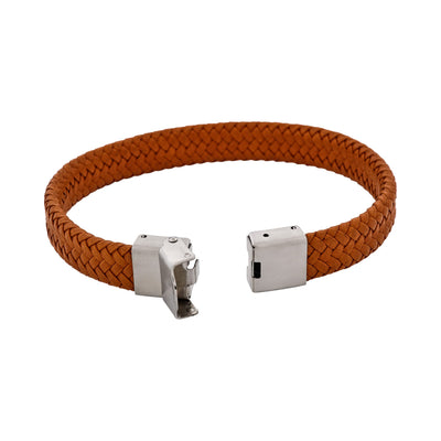 Matt Stainless steel with Brown cord bracelet