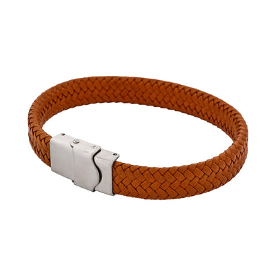 Matt Stainless steel with Brown cord bracelet