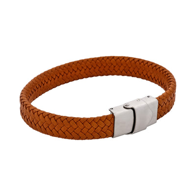Matt Stainless steel with Brown cord bracelet
