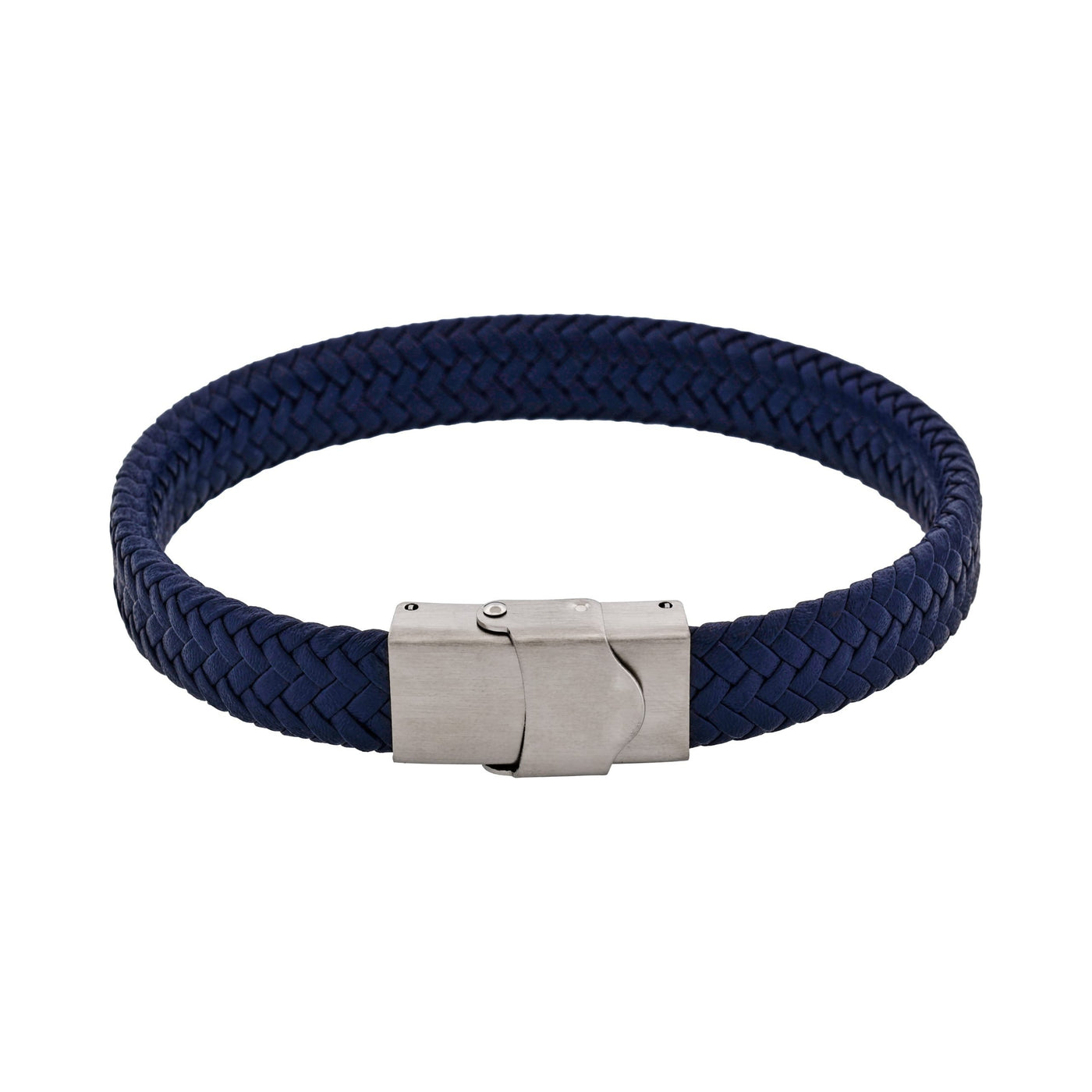 Matt Stainless steel with Dark Blue cord bracelet