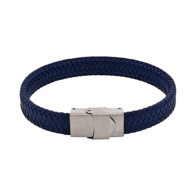 Matt Stainless steel with Dark Blue cord bracelet