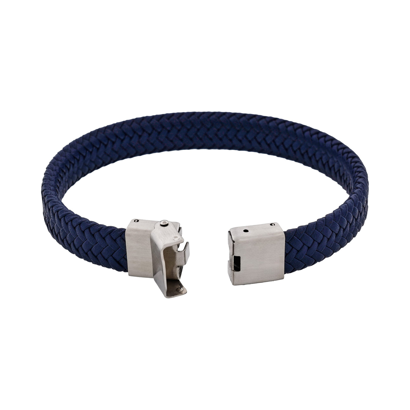 Matt Stainless steel with Dark Blue cord bracelet