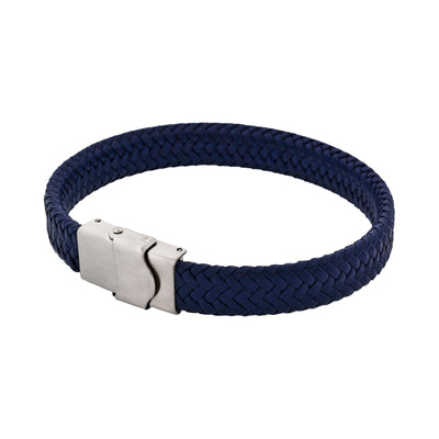 Matt Stainless steel with Dark Blue cord bracelet