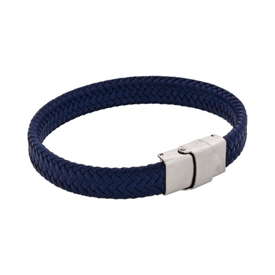 Matt Stainless steel with Dark Blue cord bracelet