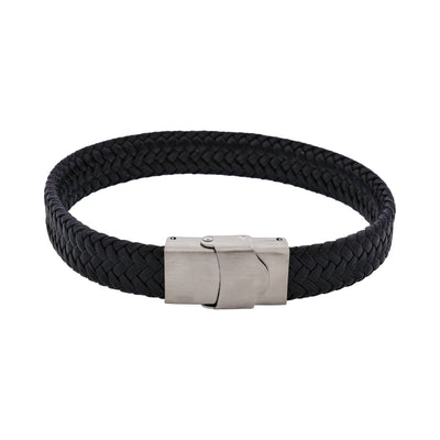 Matt Stainless steel with Black cord bracelet