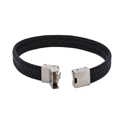Matt Stainless steel with Black cord bracelet