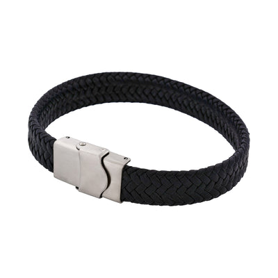 Matt Stainless steel with Black cord bracelet
